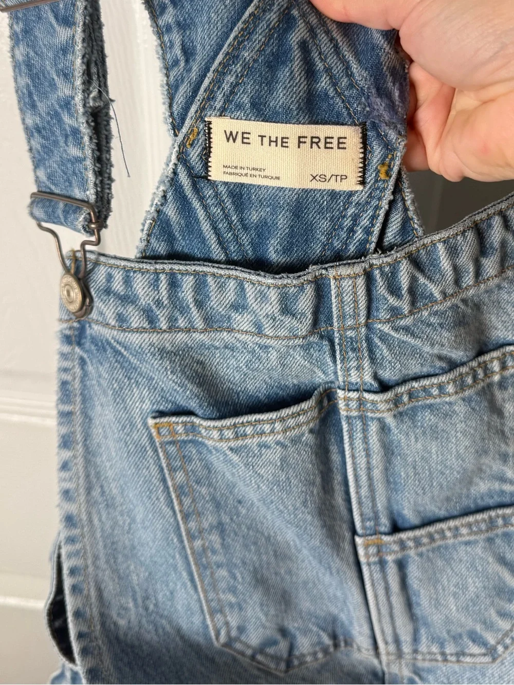 Free People We The Free Good Luck Barrel Overalls in Going Steady XS